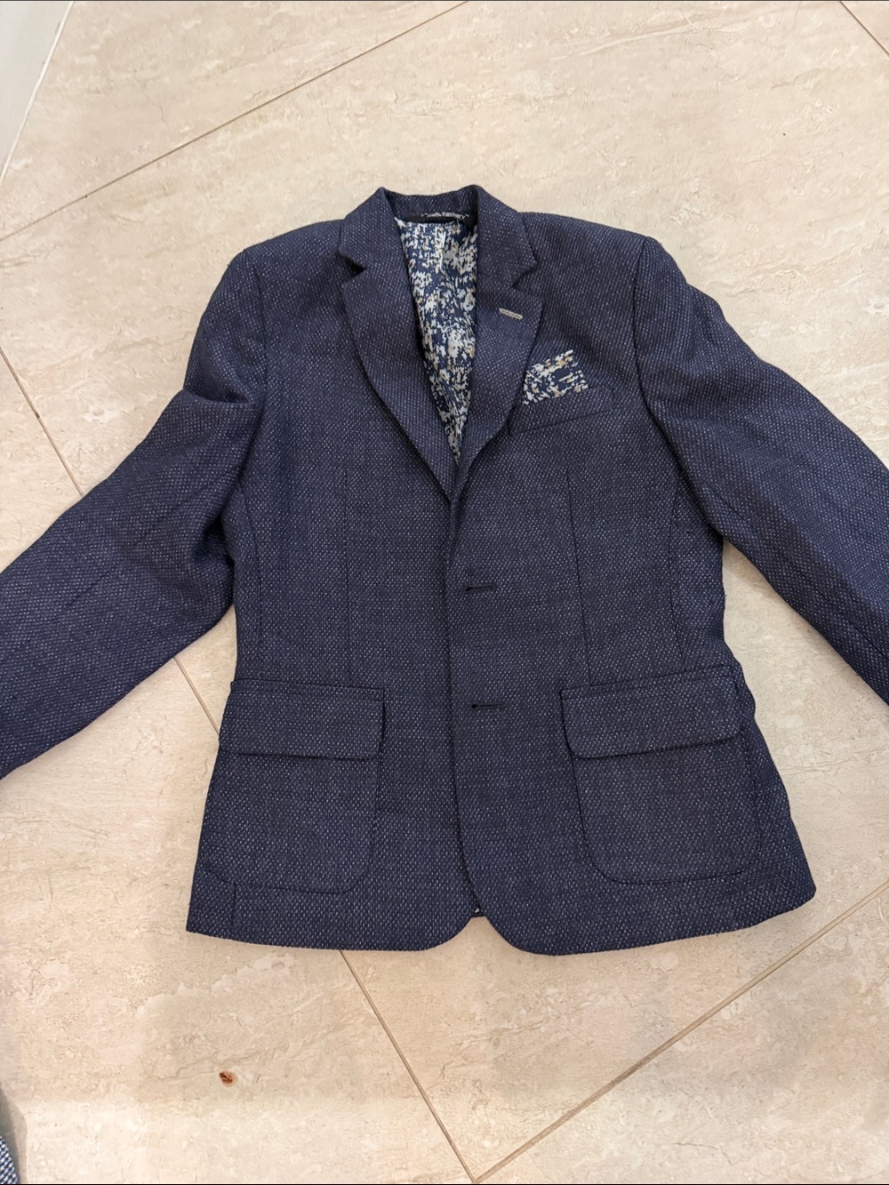 Boy’s Navy Textured Blazer - Classic Tailored Style